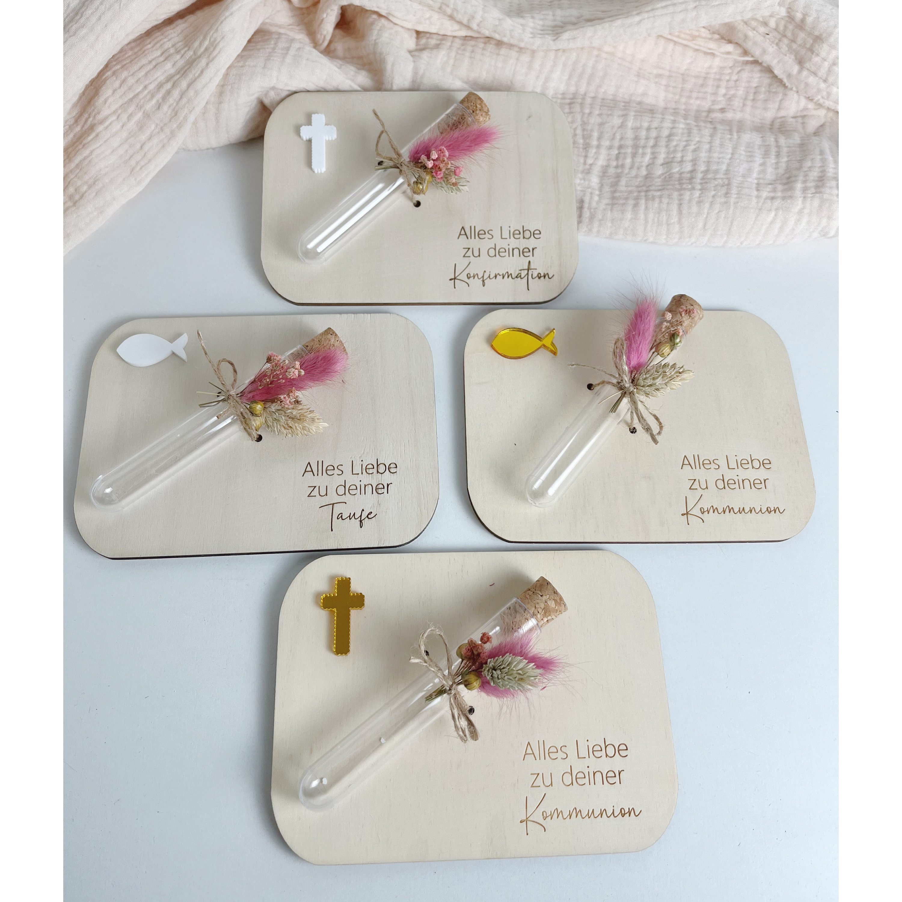 Tuch Kommunion Taufe Spitze Stickerei Name + Datum