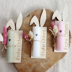 Ostergeschenk Hase mit Kerze und Trockenblumen personalisierbar mit Name Geschenk zu Ostern Bild 1