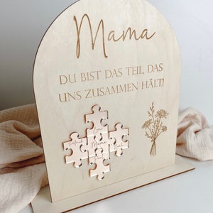 Schild Mutter Puzzle personalisierbar mit Namen Geschenk zum Muttertag Mama du bist das Teil, das uns zusammen hält aus Holz Rosé Gold Bild 10