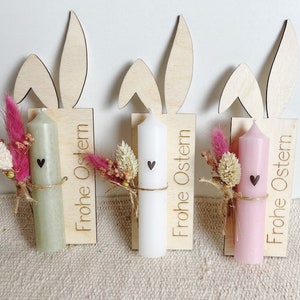 Ostergeschenk Hase mit Kerze und Trockenblumen personalisierbar mit Name Geschenk zu Ostern Bild 5