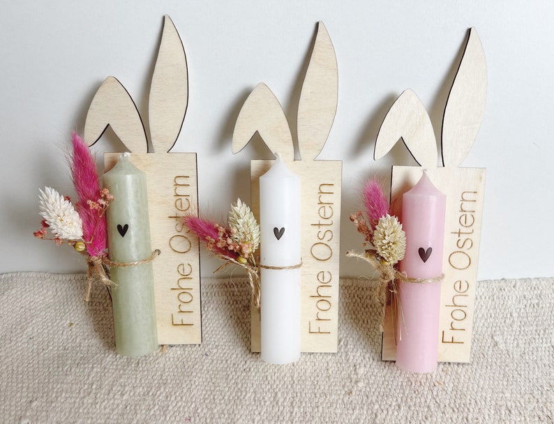 Easter gift bunny with candle and dried flowers customizable with name Easter gift image 5