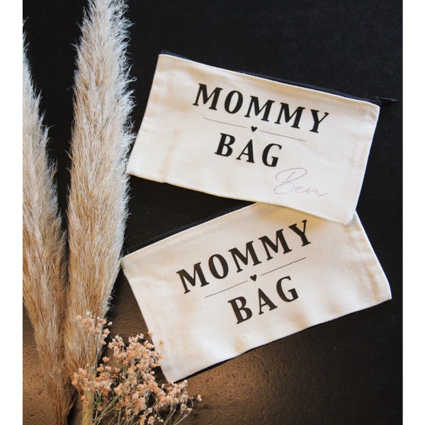 Mommy Bag personalisiert Tasche Kosmetiktasche Baumwolle Mama Mäppchen Reißverschluss Windeltasche