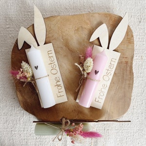 Ostergeschenk Hase mit Kerze und Trockenblumen personalisierbar mit Name Geschenk zu Ostern Bild 7