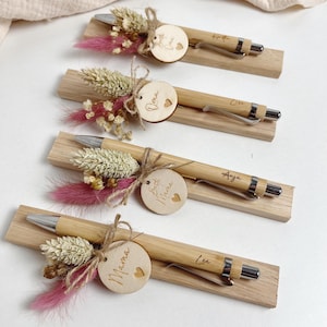Penna a sfera mamma, nonna personalizzata con nome come regalo - Penna regalo di ringraziamento - bambù con fiori secchi mamma Festa della mamma