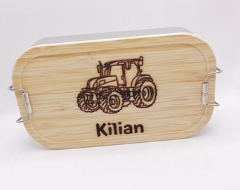 Lunchbox Bamboo Tractor Personalized Lunchbox Lunchbox Breakfast Vespers