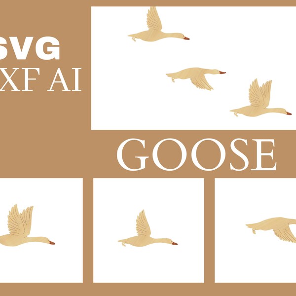 Set of 3 Goose designs layer SVG DXF AI digital laser cut file