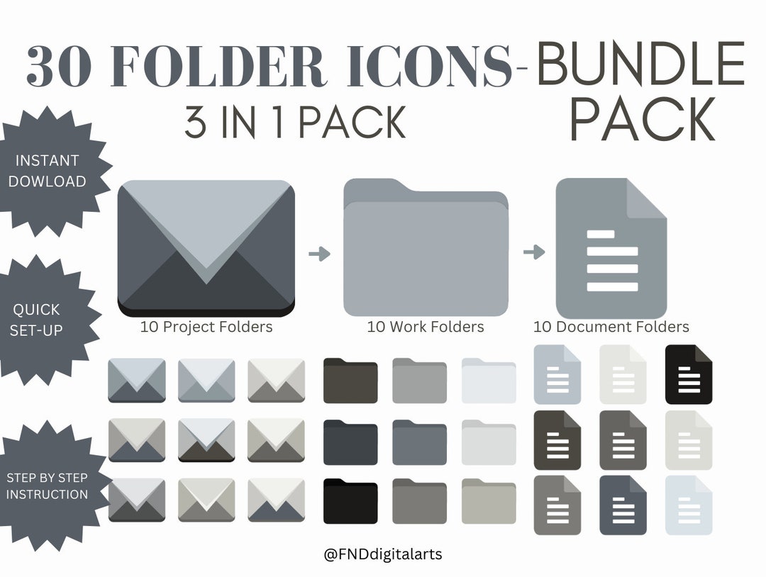 Grey Folder Icons Bundle Pack 30 Icons for Mac and Windows - Etsy