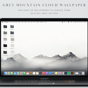 4 Grey Mountain Cloud Realistic Wallpaper Slick Professional for Office and Home Digital download Instant and Easy Grey Sky Mist High Res