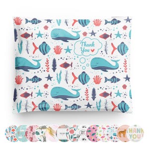 10x13 Poly Mailers 100 Pack | Animal Pattern Whale | Reusable Shipping Envelopes | Clothing Packaging Mailing Bags | Self Sticky Seal