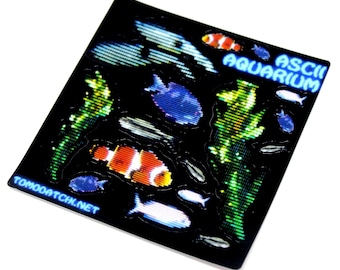 ASCII Style Fish Holo Sticker Sheet - 90s Computer / Teletext / Retro Inspired Stickers (Nostalgia/Net-Core!)