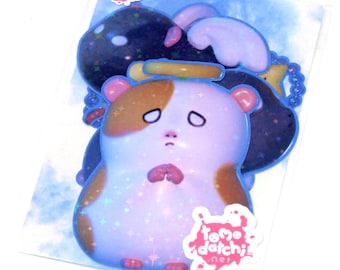 3D Kunststofffigur Inspiriert HEISEI RETRO Hamster Engel Holo Aufkleber - Handgemacht - Holographische Vinyl Niedliche Nagetier Engel