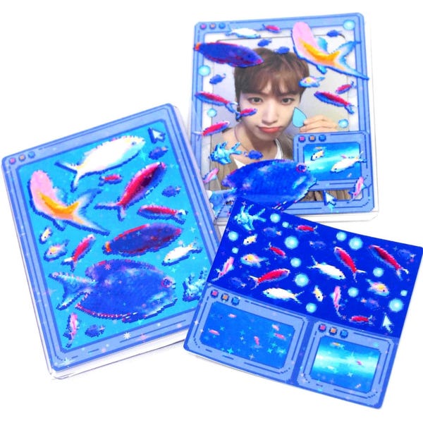 Pixel Fish – K-Pop Photocard Toploader Frame Decoration Set