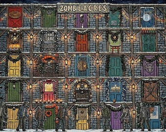Calendario de Adviento Zombie Imprimible / Cuenta Regresiva Navideña de Terror Creepmas / 25 Días de Puertas Zombie / Decoración Navideña de Terror / Descarga Instantánea