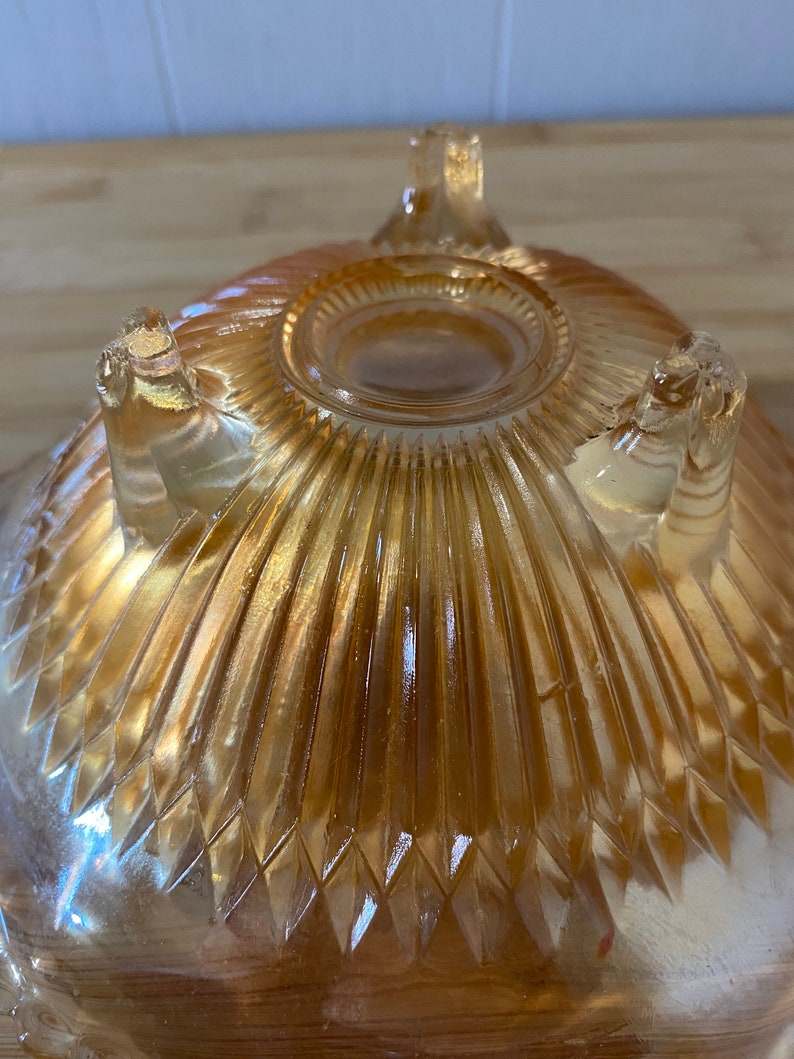 Glass Anniversary Style Carnival Glass Footed Candy Dish Etsy