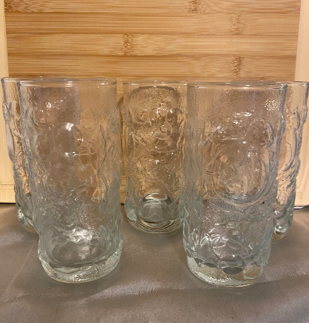 Set of Five Fruit Embossed Glass Tumblers Etsy