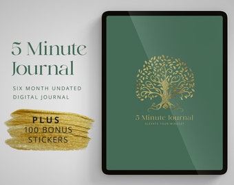 Diario della gratitudine quotidiana per iPad e Notability, diario di 5 minuti, diario digitale non datato, diario di consapevolezza quotidiana, diario della gratitudine