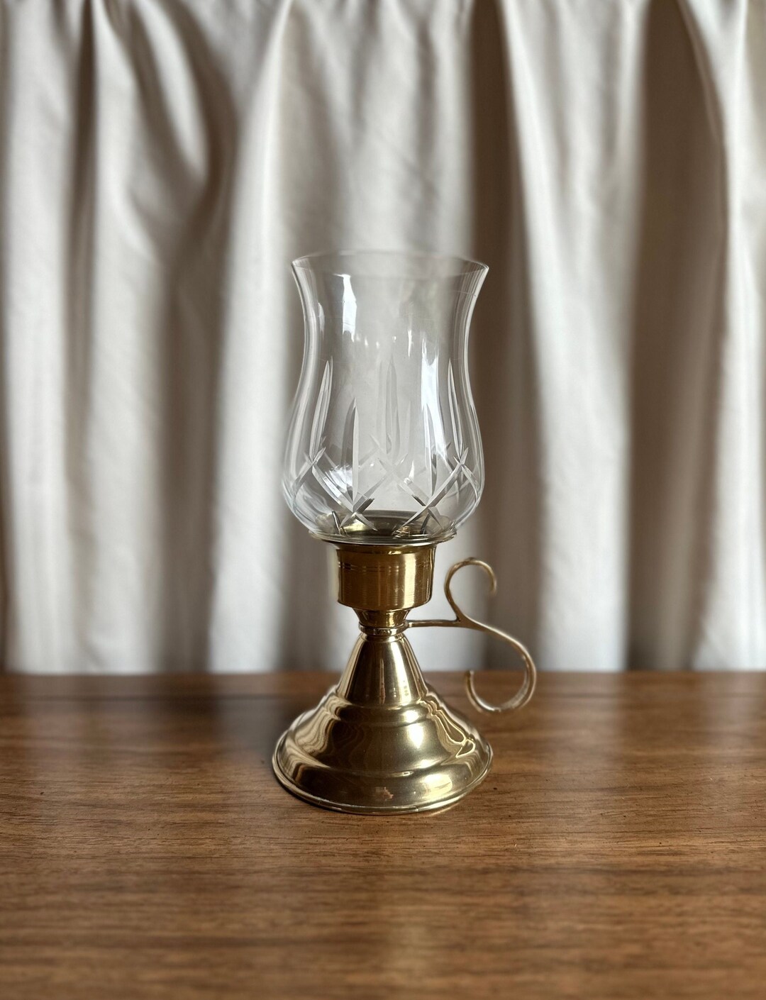 Vintage Brass Hurricane Lamp Candle Holder Etsy