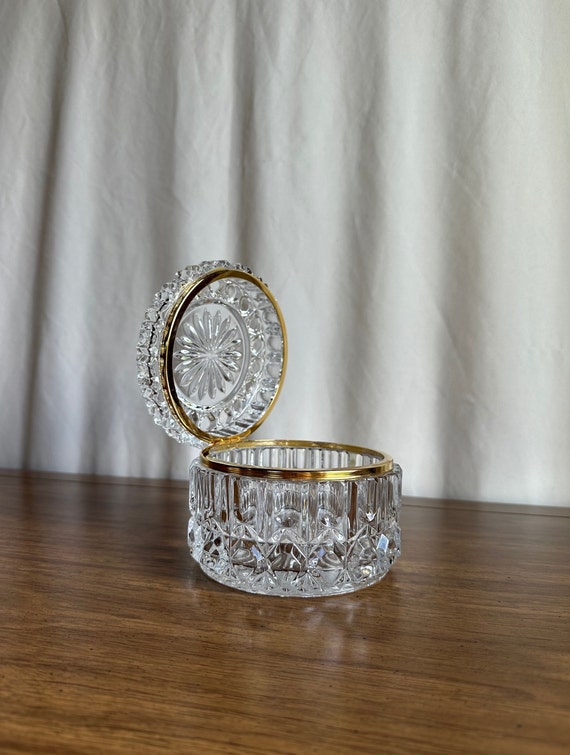 Vintage French Crystal Cut Glass Vanity Casket