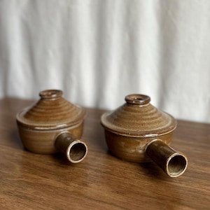 Juego de 2 ollas de cerámica vintage para sopa de frijoles