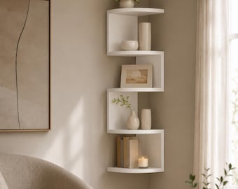 Corner Wall Shelves, Vertical Floating Storage for Small Living Spaces