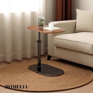 Adjustable C Side Table: Modern Wood & Metal Sofa Table