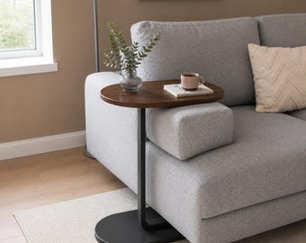 C Shaped Sofa Side Table, Sliding Laptop Tray Stand, Space Saving End Table UK
