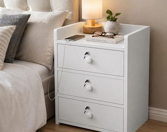 Narrow Nightstand with 3 Drawers, Compact Storage Cabinet for Small Bedrooms UK
