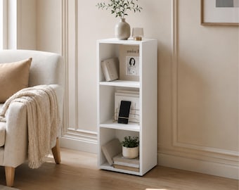 Slim Bookcase Shelf, Tall Storage Display Unit for Small Living Spaces