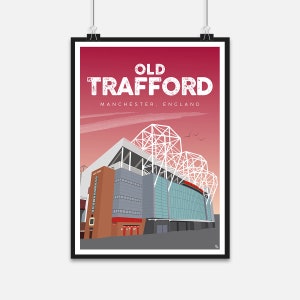 Old Trafford Manchester United Print / A4 A3 / Manchester / Sin marco / Fútbol