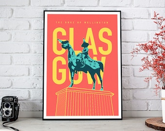 Glasgow Duke of Wellington Print | A4 A3 | Szkocja | Bez ramki | City Print
