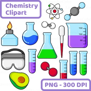 Imágenes prediseñadas de química - Descarga digital - 300 ppp - png - jpg