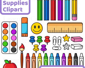 School Supplies Clipart - Digital Download - 300 DPI - png - jpg