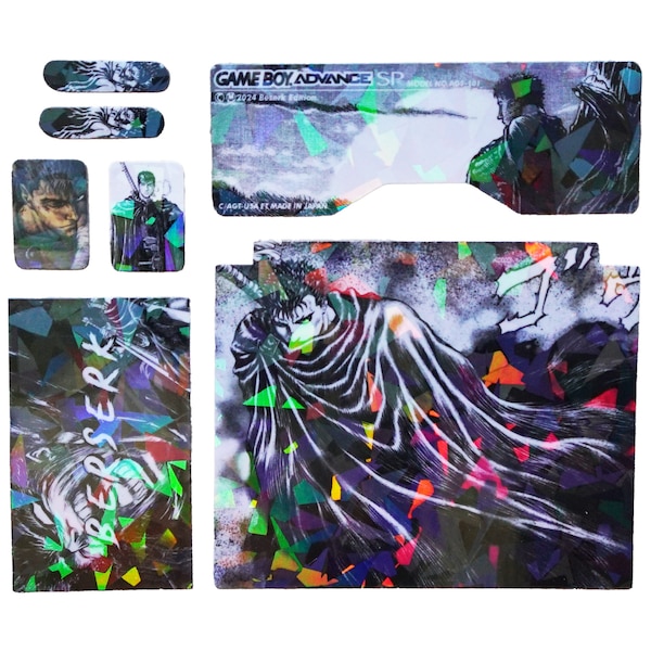 Berserk Guts GBA SP Shell Insert Sticker Set Holographic Shards