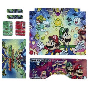 Juego de pegatinas con estrellas holográficas para carcasa de GBA SP de Mario y Luigi: Superstar Saga