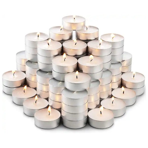Soy Wax Tea Lights Candles White Unscented Candles 100 Count | CT Bulk Wholesale | Candles 10, 25, 50, 75, 100 | Free Delivery