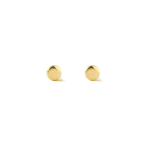 Tiny Circle-stekers, 14 kt goud op sterlingzilveren oorbellen, diamanten oorbellen, 14 kt goud op stud-oorbellen, schijf-oorbellen