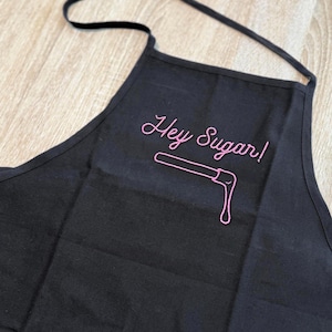 Embroidered &quot;Hey Sugar!&quot; Work Apron: Esthetician Waxer Cotton Apron