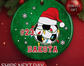 Custom Soccer Ornament, Personalized Christmas Ornament for Soccer Player Gift, Sports Ornament, Soccer Ball Ornament for Soccer Coach Gift