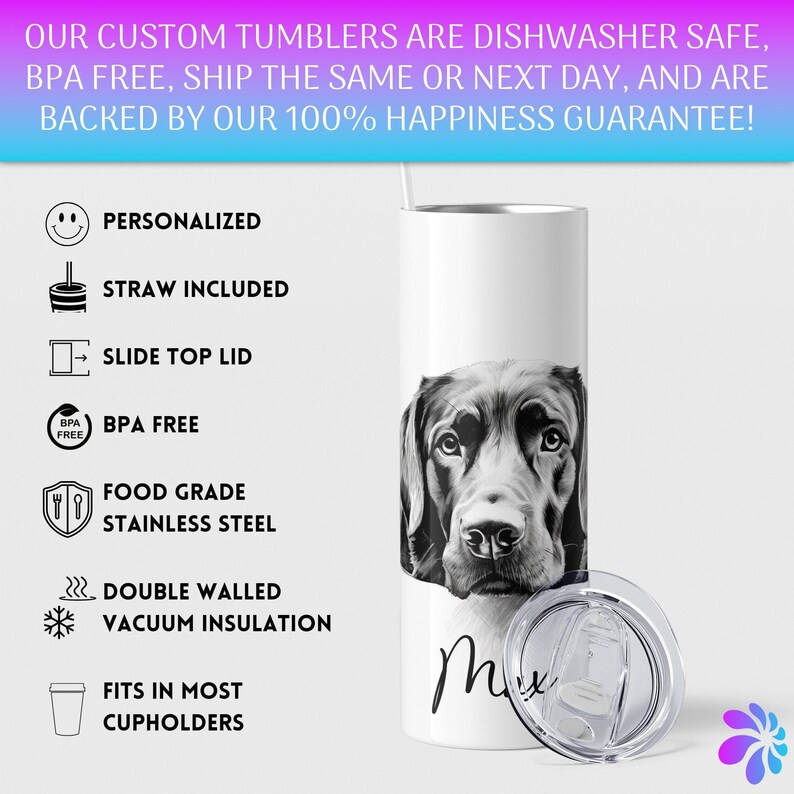 Custom Dog Mom Gift, Chocolate Lab Gifts, Custom Dog Tumbler Cup, Dog Dad Gifts, Dog Lover Gift, Labrador Retriever, Custom Dog Gift image 3