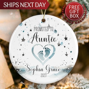 Personalized New Auntie Christmas Ornament, Baby Announcement, Auntie Christmas Gift, Auntie Ornament, New Auntie Gift, Sister Ornament