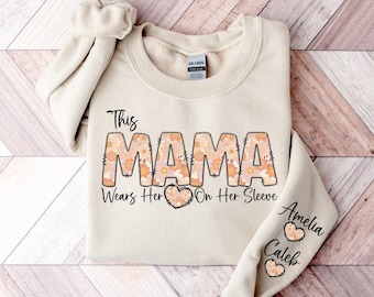 Custom Mama Sweatshirt with Kids Names, Personalized Mom Sweatshirt, Momma Sweatshirt For Mom, Boy Mama, Girl Mama, Custom Sleeve Design