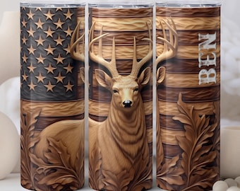 Personalized Deer Hunter Tumbler, Deer Hunting Travel Mug, Outdoor Hunter Cup, Gift for Dad, Gift for Grandpa, Dad Tumbler, Fathers Day Gift