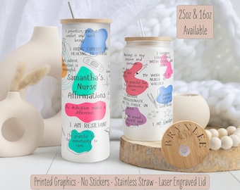 Personalized Nurse Iced Coffee Cup, Beer Can Glass with Lid and Straw, Nurse Appreciation Week Gift, Nursing Student, Healthcare Affirmation