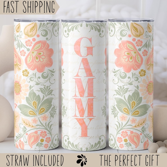 Floral Gammy Tumbler for Grandma, Floral Grandma Tumbler for Mother's Day, Mothers Day Gift for Grandma, Cute Grandma Gift from Son