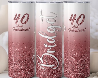 40 and Fabulous Birthday Tumbler With Straw, 40th Birthday Gifts For Her, Personalized Fortieth Birthday Favor, Best Friend Bday Gift