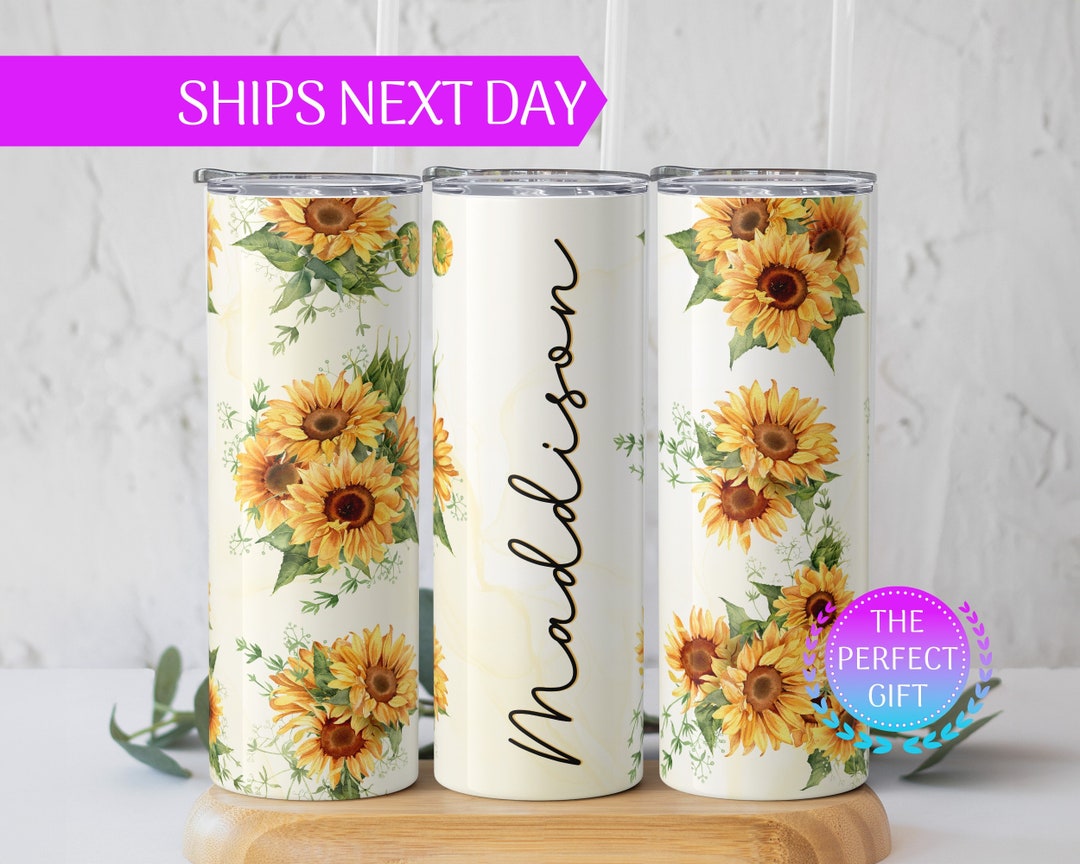 Personalized Sunflower Tumbler Cup, Custom Sunflower Tumbler, Sunflower
