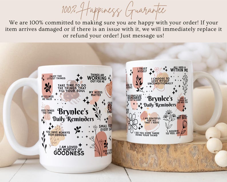 Personalized Daily Affirmations Coffee Mug, Custom Daily Reminders Cup, Best Friend Gift, Mental Health Awareness Gift, Customized Mug zdjęcie 6