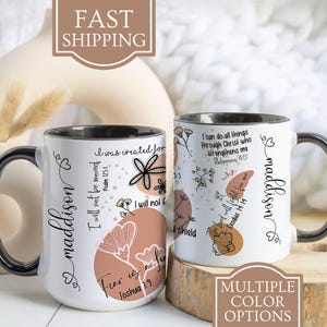 Personalized Christian Affirmation Coffee Cup, Bible Verse Coffee Mug, Christian Gift for Her, Scripture Mug, Bible Study Gifts, Easter Gift