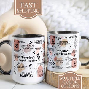Personalized Daily Affirmations Coffee Mug, Custom Daily Reminders Cup, Best Friend Gift, Mental Health Awareness Gift, Customized Mug zdjęcie 1
