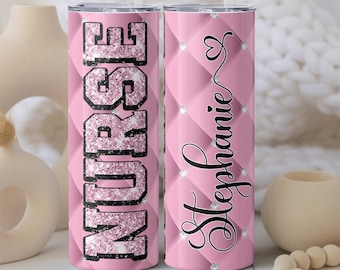 Personalized Nurse Tumbler Nurse Gift - Custom Nurse Glitter Cup - Cute Nurse 20oz Tumbler, Nurse Graduation Gift, Nursing Student Gift